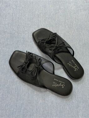 Seychelles Memory Foam Bow Detail Mesh Asian Inspired Flat Sandals Size 6